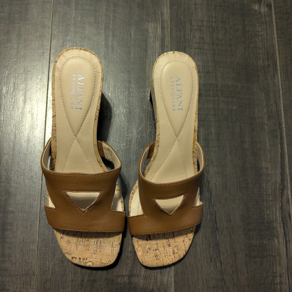 Alfani Brown Mules with Cork Sole
